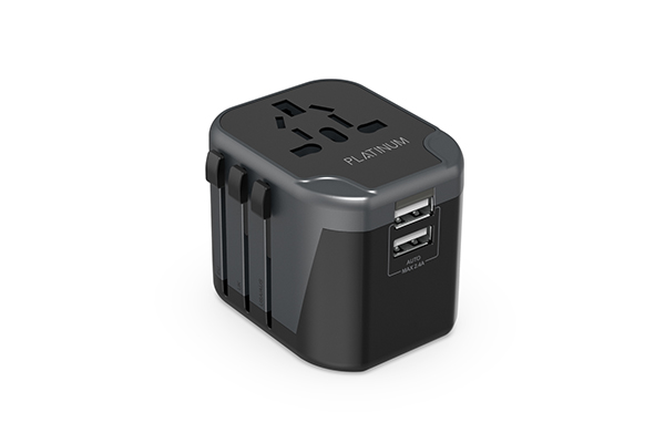 Platinum Universal Travel Adapter Dual USB 2.4A – Black - P-UTAUSB2BK